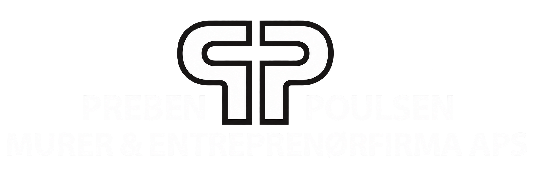 Logo for Preben Poulsen Murer & Entreprenørfirma ApS med sort PP-monogram på hvid baggrund